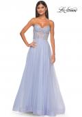 Picture of: Rhinestone Embellished A-line Tulle Gown with Corset Top in Light Periwinkle, Style: 32278, Detail Picture 7