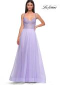 Picture of: Gorgeous Line Rhinestone Top Dress with A-line Tulle Skirt in Light Periwinkle, Style 32714, Detail Picture 7