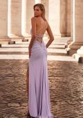 Picture of: Jersey Prom Dress with Illusion Sides and V Neckline in Light Periwinkle, Style: 32139, Back Picture