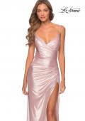 Picture of: Metallic Prom Dress with Ruching and Lace Up Back in Light Pink, Style: 28449, Main Picture