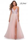 Picture of: Tulle and Sequin A Line Long Dress with Slit in Light Pink, Style: 28464, Main Picture
