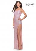 Picture of: Elegant Soft Sequin One Shoulder Long Dress in Light Pink, Style: 31212, Main Picture