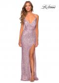 Picture of: Form Fitting Sequin Dress with Cut Out Open Back in Light Pink, Style: 28616, Detail Picture 8