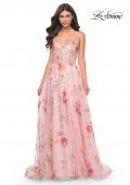 Picture of: Unique Lace Sequin Applique Tulle A-Line Prom Dress in Pink, Style: 32031, Detail Picture 8