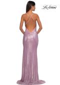 Picture of: Metallic Rhinestone Jersey Dress with Ruching and Low Back in Light Pink, Style: 32835, Detail Picture 8