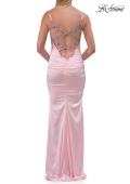 Picture of: Fitted Satin Gown with Jeweled Back Straps in Light Pink, Style: 33798, Detail Picture 10
