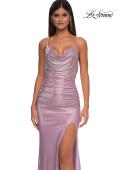 Picture of: Metallic Rhinestone Jersey Dress with Ruching and Low Back in Light Pink, Style: 32835, Detail Picture 11