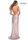 Picture of: Metallic Prom Dress with Ruching and Lace Up Back in Light Pink, Style: 28449, Back Picture