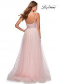 Picture of: Tulle and Sequin A Line Long Dress with Slit in Light Pink, Style: 28464, Back Picture