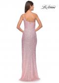 Picture of: Elegant Soft Sequin One Shoulder Long Dress in Light Pink, Style: 31212, Back Picture