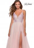 Picture of: Tulle and Sequin A Line Long Dress with Slit in Light Pink, Style: 28464, Detail Picture 1