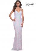 Picture of: Fitted Print Sequin Pastel Prom Dress in Light Pink, Style: 31944, Detail Picture 1