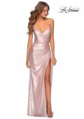 Picture of: Metallic Prom Dress with Ruching and Lace Up Back in , Style: 28449, Detail Picture 2