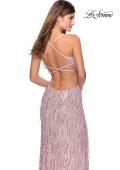 Picture of: Long Fringe Sequin Prom Dress with Cut Outs in Light Pink, Style: 28609, Detail Picture 2