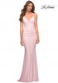 Picture of: Metallic Jersey Long Dress with Draped Neckline and Train in Pink, Style: 30633, Detail Picture 2
