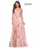 Picture of: Unique Lace Sequin Applique Tulle A-Line Prom Dress in Pink, Style: 32031, Detail Picture 2