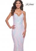 Picture of: Fitted Print Sequin Pastel Prom Dress in Light Pink, Style: 31944, Detail Picture 5
