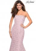 Picture of: Long Mermaid Metallic Lace Strapless Prom Dress in Light Pink, Style: 27267, Detail Picture 6
