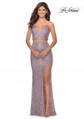 Picture of: Two Piece Sequin Prom Dress with V Neck in Light Pink, Style: 28870, Detail Picture 6
