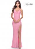 Picture of: Sequin Dress with Stunning Fringe Beaded Slit in Pastels in Light Pink, Style: 31444, Detail Picture 6