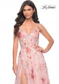 Picture of: Unique Lace Sequin Applique Tulle A-Line Prom Dress in Pink, Style: 32031, Detail Picture 6