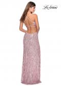 Picture of: Long Fringe Sequin Prom Dress with Cut Outs in Light Pink, Style: 28609, Detail Picture 7