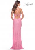 Picture of: Sequin Dress with Stunning Fringe Beaded Slit in Pastels in Light Pink, Style: 31444, Detail Picture 7