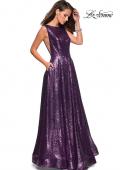 Picture of: Fully sequin A Line Gown with Illusion Sides in Light Purple, Style: 27061, Main Picture