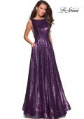 Picture of: Fully sequin A Line Gown with Illusion Sides in Light Purple, Style: 27061, Detail Picture 2