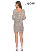 Picture of: Long Sleeve Sequined Shift Homecoming Dress in Light Silver, Style: 28194, Detail Picture 8
