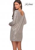 Picture of: Long Sleeve Sequined Shift Homecoming Dress in Light Silver, Style: 28194, Back Picture