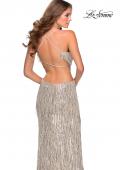 Picture of: Long Fringe Sequin Prom Dress with Cut Outs in Light Silver, Style: 28609, Detail Picture 5