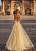 Picture of: Tulle Dress with Full Skirt and Sheer Lace Bodice in Pale Yellow, Style: 32306, Back Picture
