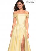 Picture of: Long Off The Shoulder Gown with Pockets in Light Yellow, Style: 27005, Detail Picture 4
