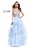 Picture of: Beaded Bodice Ball Gown with Tulle Skirt in Light Blue, Style: 26223, Detail Picture 1