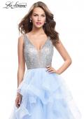 Picture of: Beaded Bodice Ball Gown with Tulle Skirt in Light Blue, Style: 26223, Detail Picture 5