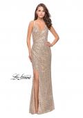 Picture of: Long Sequin Prom Dress with Side Ruching in Light Gold, Style: 25492, Detail Picture 2