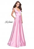 Picture of: Satin A line Prom Dress with Deep V Back in Light Pink, Style: 25455, Main Picture