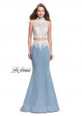 Picture of: Two Piece Long Prom Dress with Beads and Lace in Light Wash, Style: 25805, Main Picture