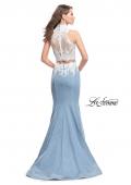 Picture of: Two Piece Long Prom Dress with Beads and Lace in Light Wash, Style: 25805, Back Picture