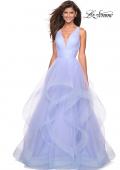 Picture of: Long Tulle Evening Gown with Plunging Neckline in Lilac Mist, Style: 27628, Main Picture