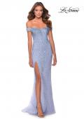 Picture of: Off The Shoulder Rhinestone Tulle Prom Dress in Lilac Mist, Style: 28658, Main Picture