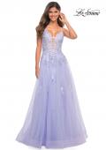 Picture of: Tulle A-line Dress with Jeweled Lace Appliques in Lilac Mist, Detail Picture 8