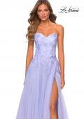 Picture of: Strapless Tulle Dress with Cascading Floral Detail in Lilac Mist, Style: 28599, Detail Picture 10