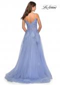 Picture of: Floral Lace Tulle A-line Gown with Side Leg Slit in Lilac Mist, Style: 28952, Back Picture