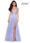 Picture of: Long Tulle Gown with Embellished Sheer Bodice in Lilac Mist, Style: 27574, Detail Picture 1