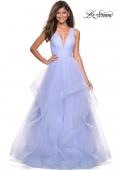 Picture of: Long Tulle Evening Gown with Plunging Neckline in Lilac Mist, Style: 27628, Detail Picture 2