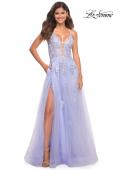 Picture of: Tulle A-line Dress with Jeweled Lace Appliques in Lilac Mist, Detail Picture 2