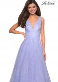 Picture of: Sequin Print Ball Gown with Deep V and Pockets in Lilac Mist, Style: 27323, Detail Picture 3