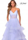 Picture of: Tiered Tulle Ball Gown with Sheer Bodice in Lilac Mist, Style: 28641, Detail Picture 3
